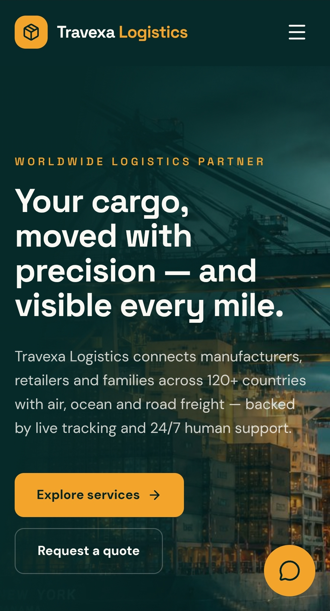 Travexalogistics — Logistics Website project by ELIZEH DIGITAL (screenshot 1 of 1)