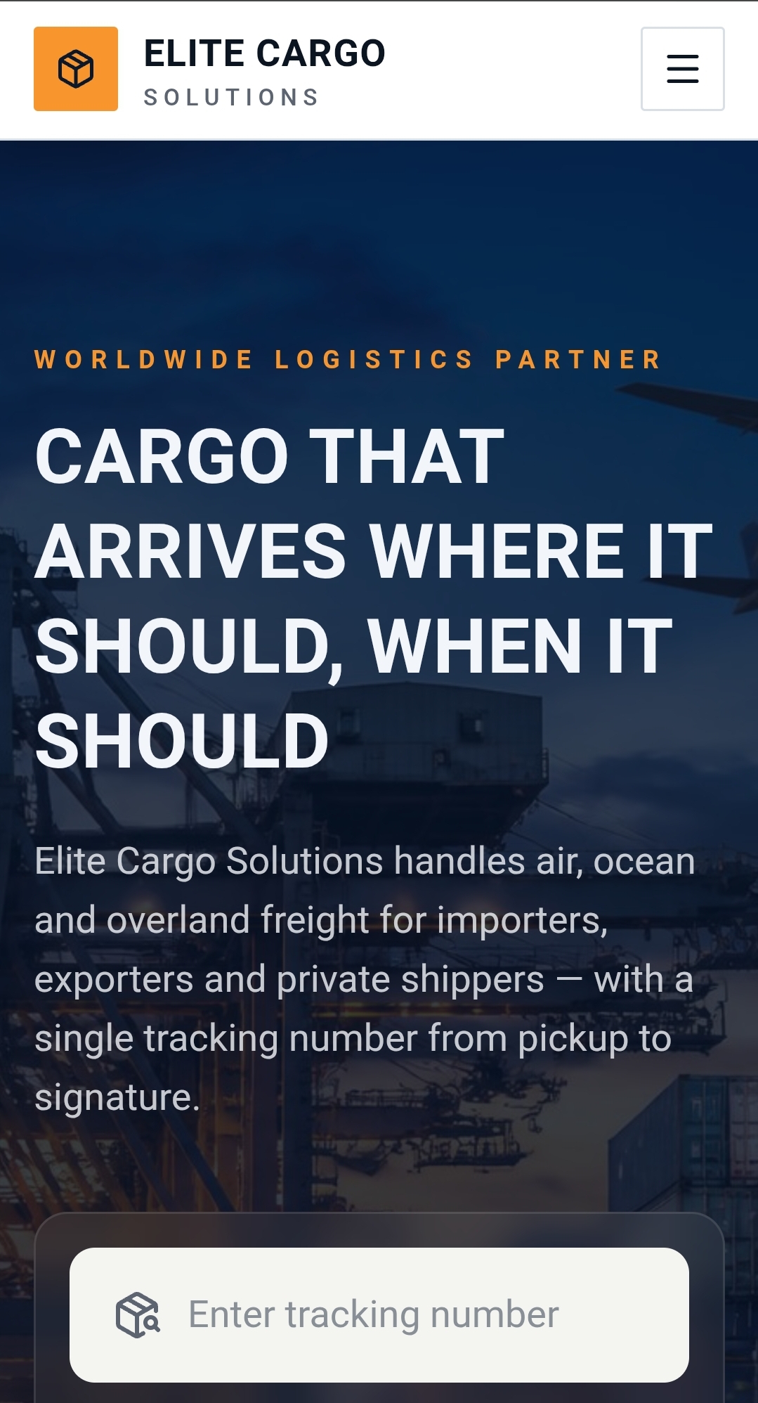 Elitecargosolutions — Logistics Website project by ELIZEH DIGITAL (screenshot 1 of 1)