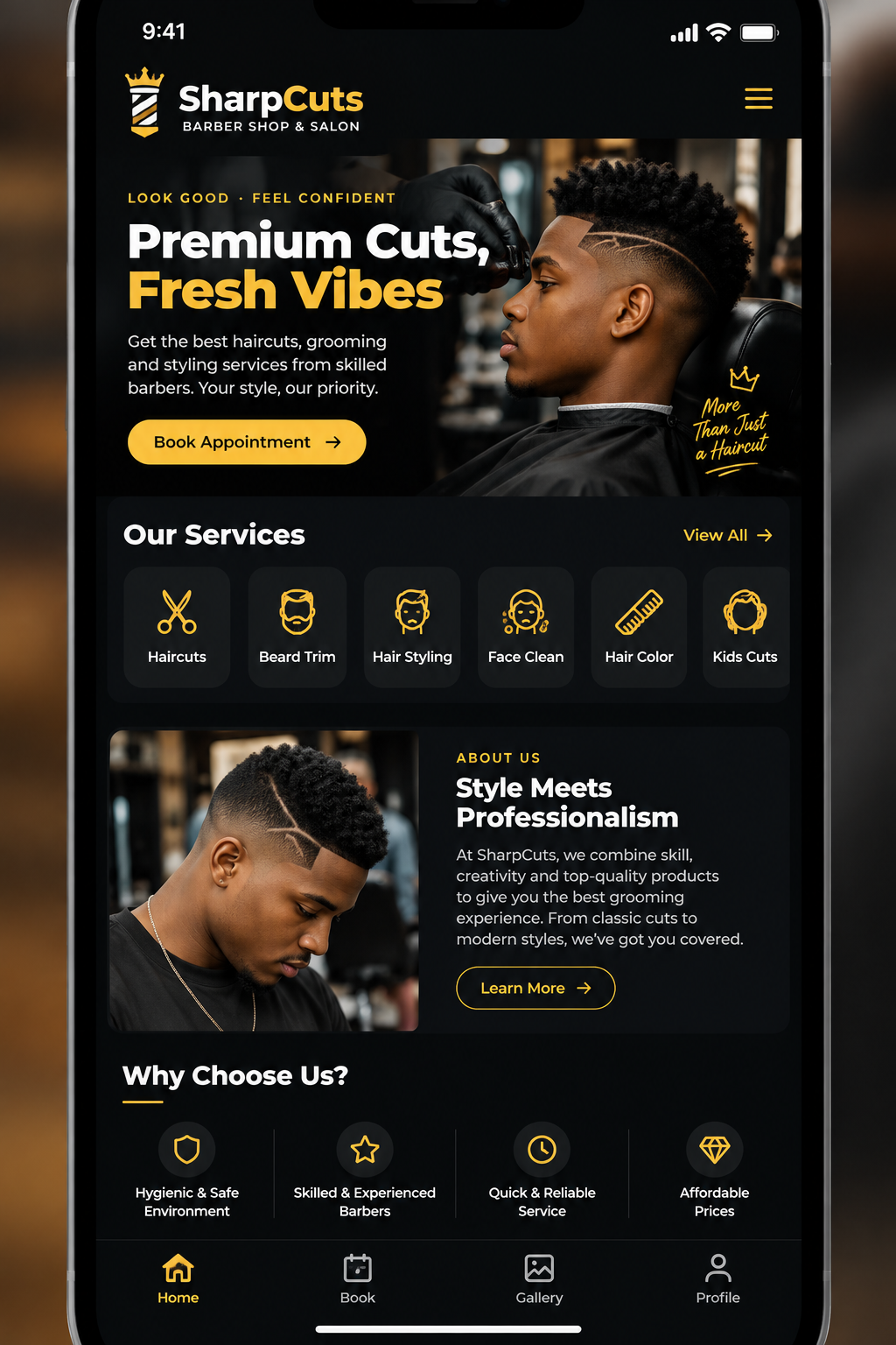 SharpCuts Barber Shop — Portfolio Website project by ELIZEH DIGITAL (screenshot 1 of 1)